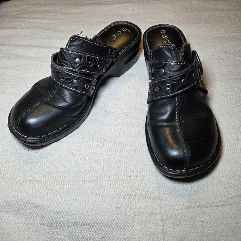 boc Black Leather Mules